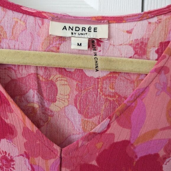 Andree by Unit Pink Floral Flutter Sleeve Dress | Women’s Medium - Picture 3 of 6